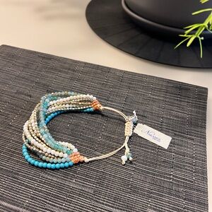 Nakamol Elegant Beaded Bracelet with Turquoise and Cream Accents